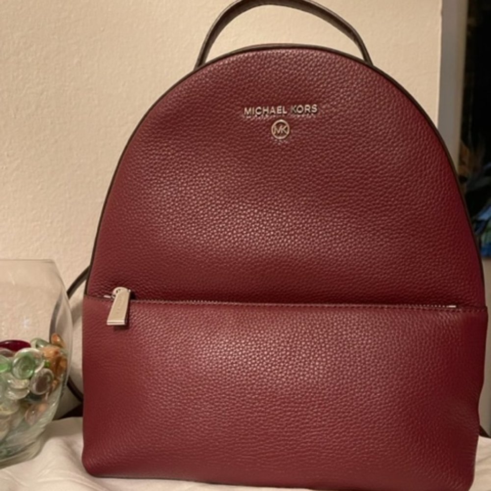 Michael Kors Women's Burgundy Leather Backpack